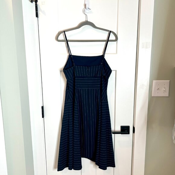 Banana Republic Nautical Pinstripe Handkerchief Hem Fit + Flare Dress Size 10 - Picture 7 of 7
